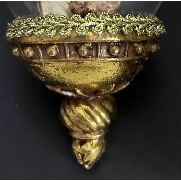 Lg Nativity Scene Diorama Glass Christmas Ornament Gold Holy family Jesus finial - Picture 5 of 5